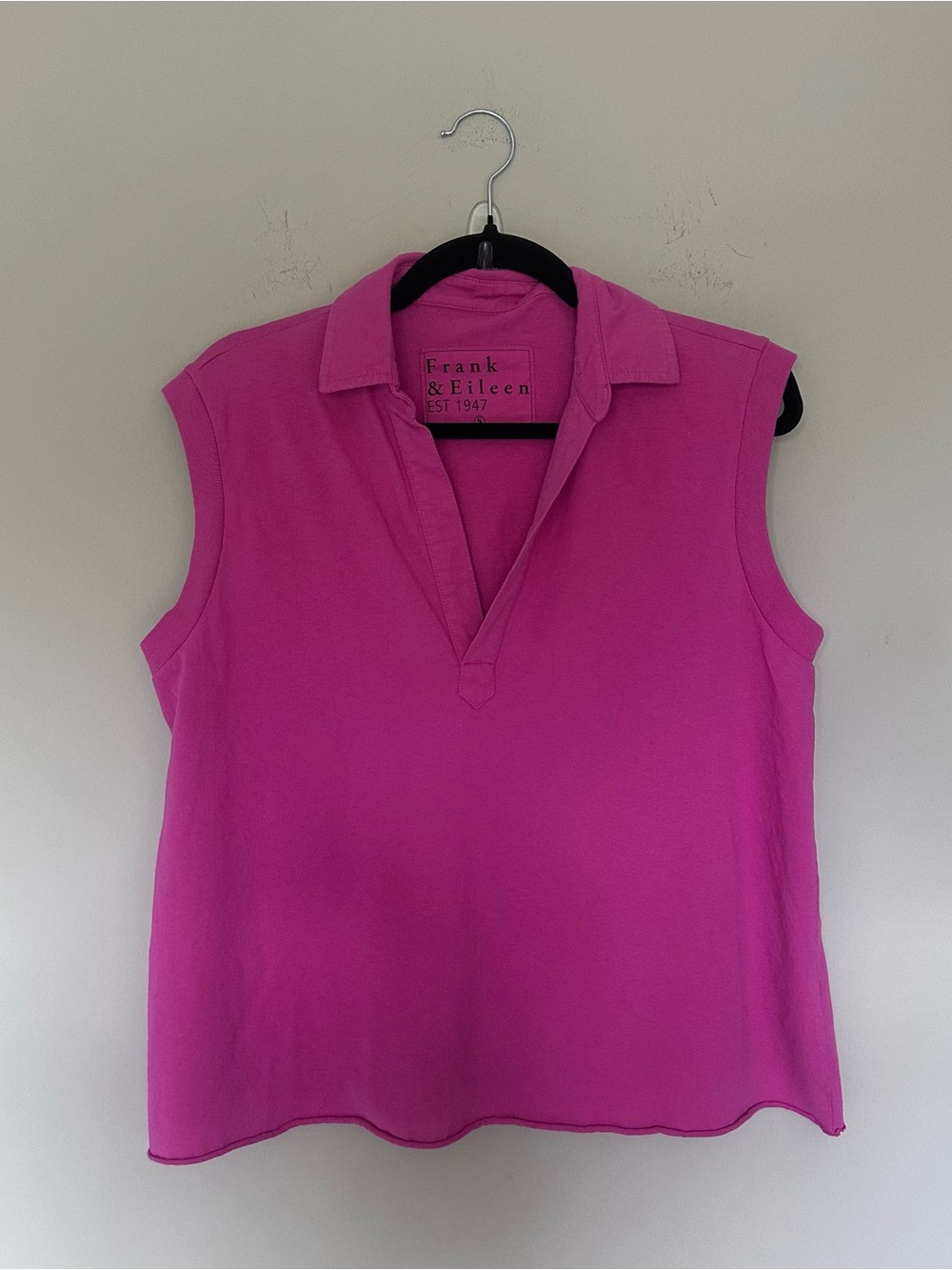 Frank & Eileen Sleeveless Polo Tank Top in Bright Magenta